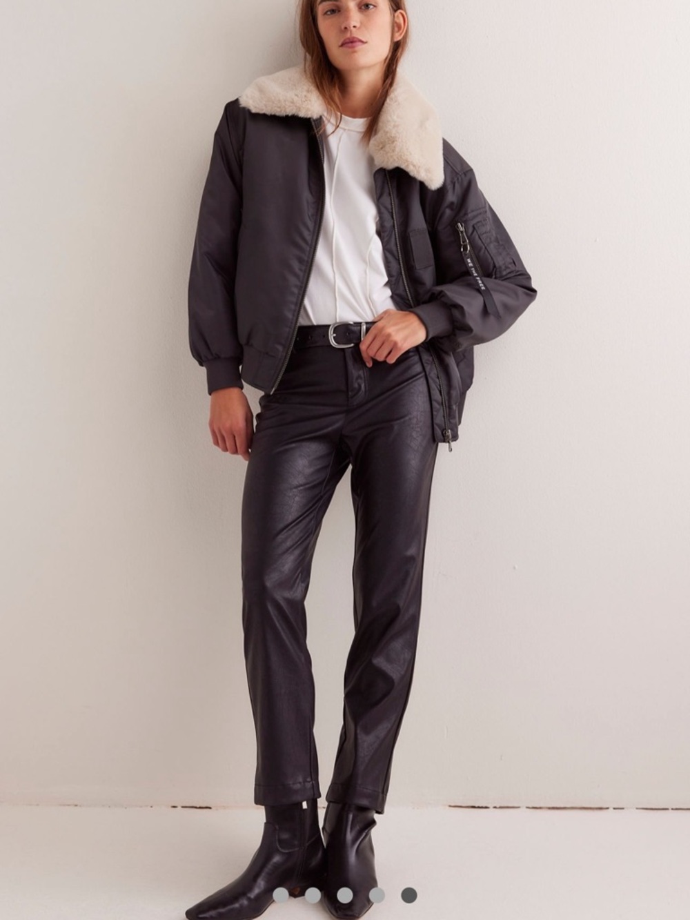 We The Free Faux Leather Straight-Leg Pants in Black